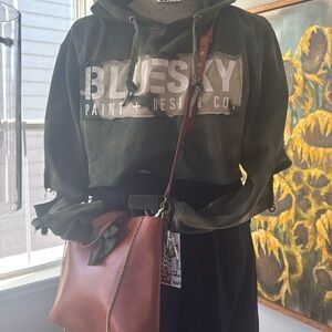 BLUESKY PAINT + DESIGN CO. cropped distressed hand painted hoodie STREET STYLE